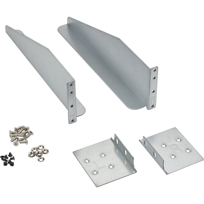 Rail kit components and mounting hardware for Eaton 5P UPS installation