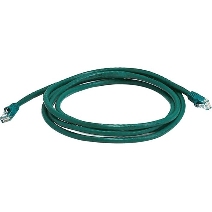 Green Cat6 ethernet cable coiled showing full length with RJ-45 connectors