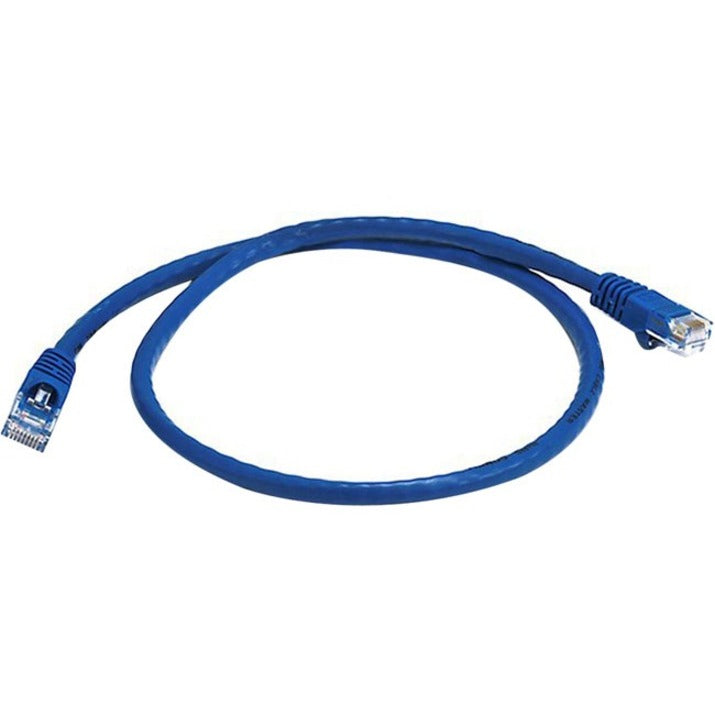 Blue Cat6 ethernet patch cable coiled in circular shape showing full length