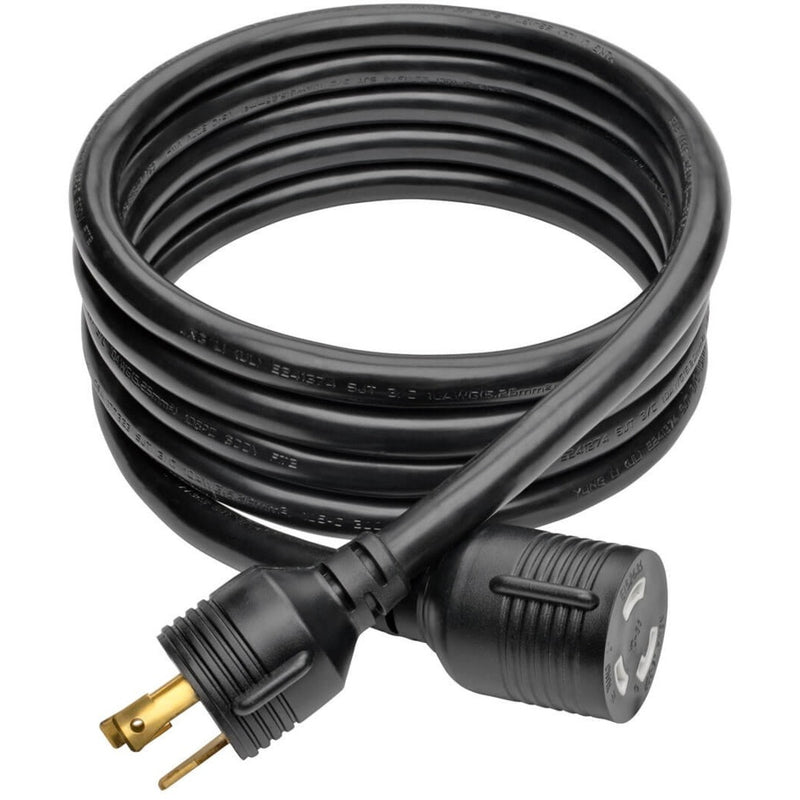 Detailed view of power cord's cable construction and strain relief