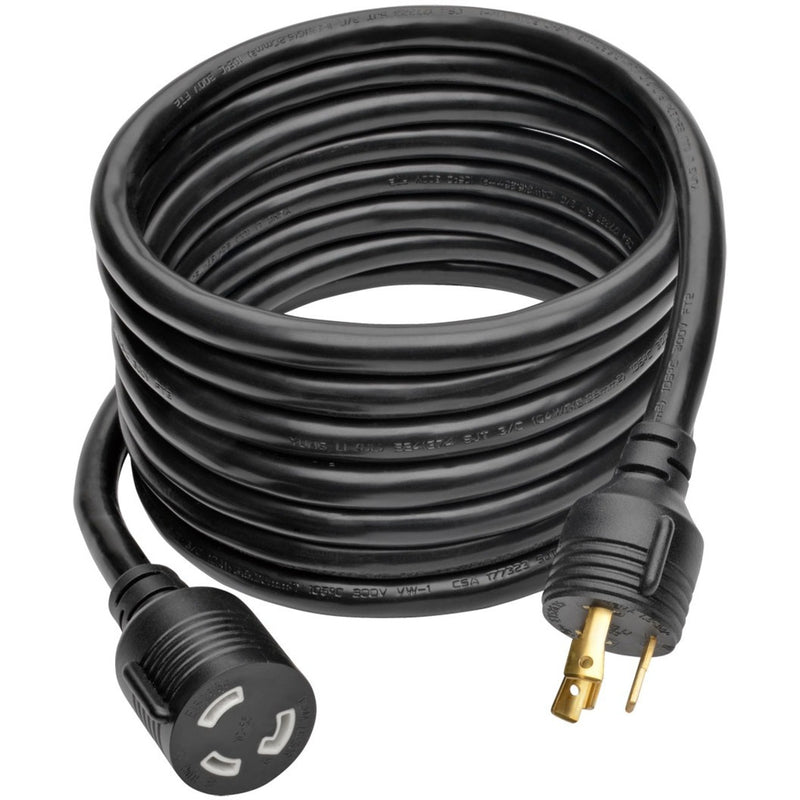 Full length view of 15-foot power extension cord with coiled design