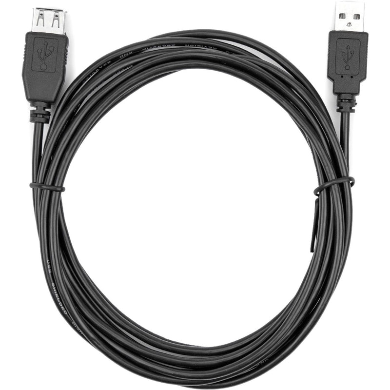 Black Rocstor USB 2.0 Type A male to female extension cable showing full 10-foot length with connectors