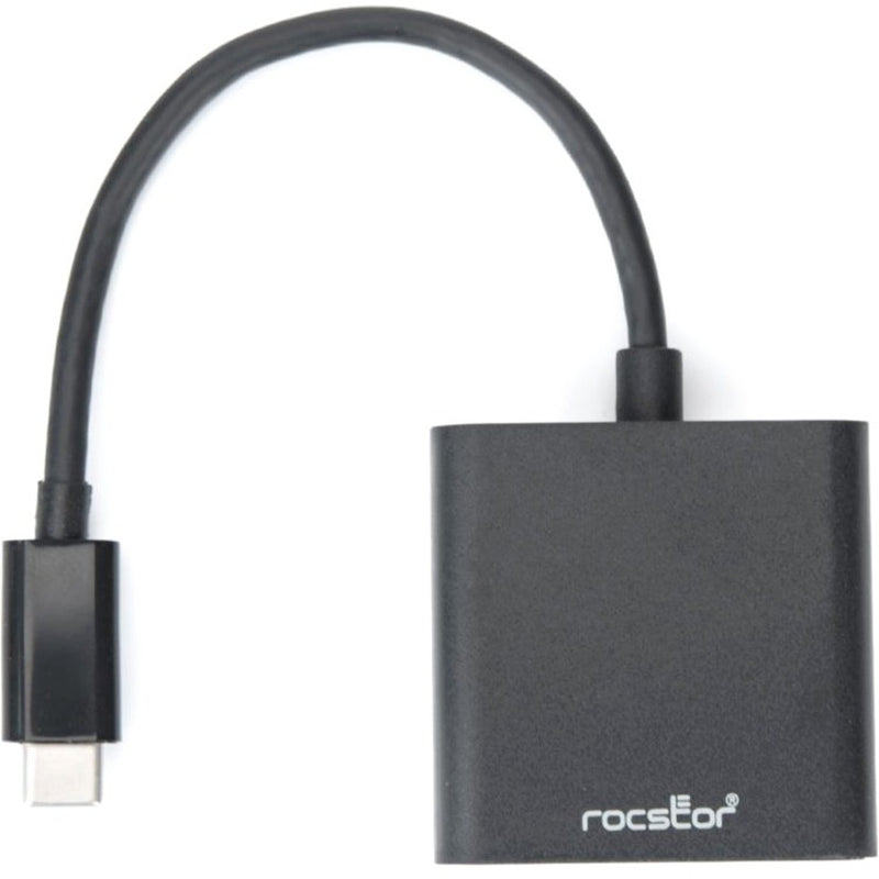 Side view of Rocstor USB-C to VGA adapter showing compact design