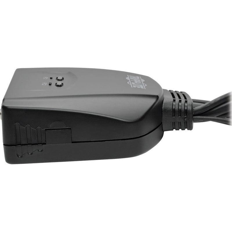 Angled view of B032-VU2 KVM switch highlighting ergonomic design