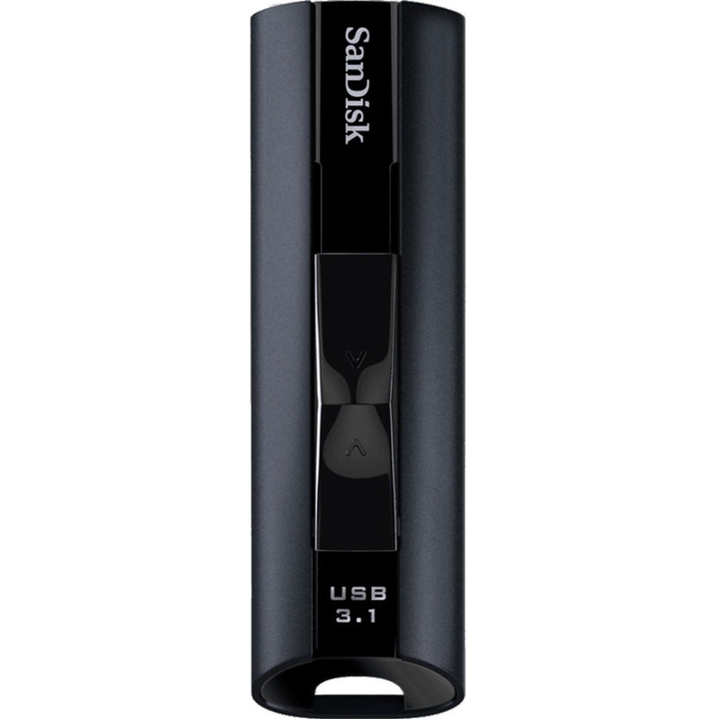 Vertical view of SanDisk Extreme PRO USB drive showing sleek profile and USB 3.1 branding