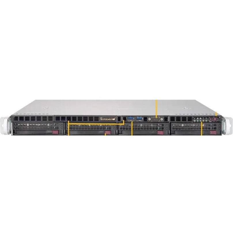 Front view of Supermicro server showing four hot-swap drive bays and front panel interfaces-alternate-image3