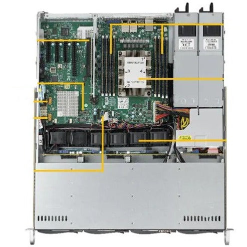 Internal top-down view of Supermicro server showing motherboard, processor socket, and component layout-alternate-image4