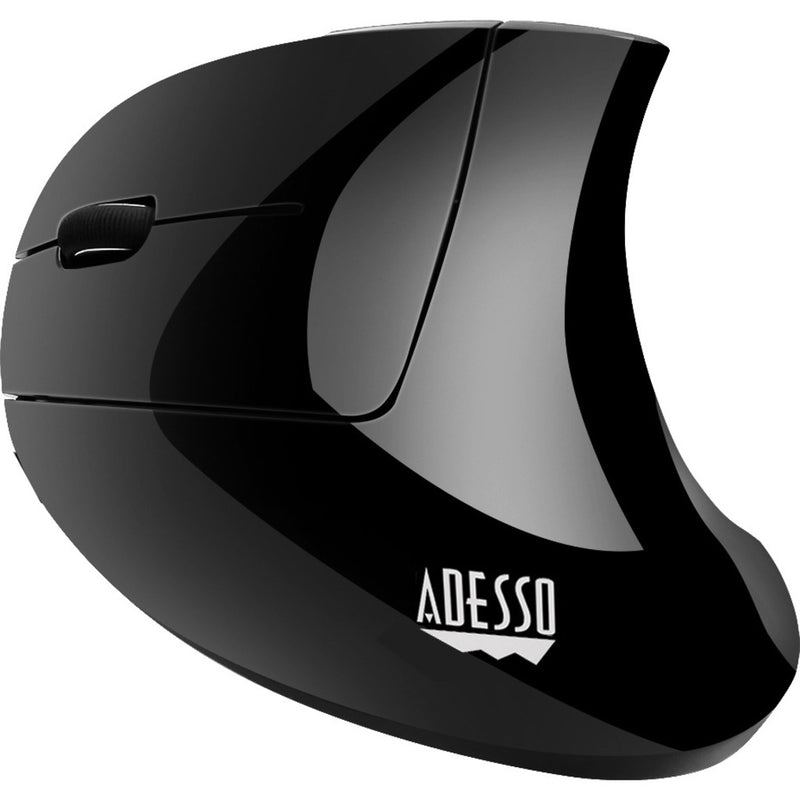 Top-down view of Adesso E90 mouse showing ergonomic curve and logo placement