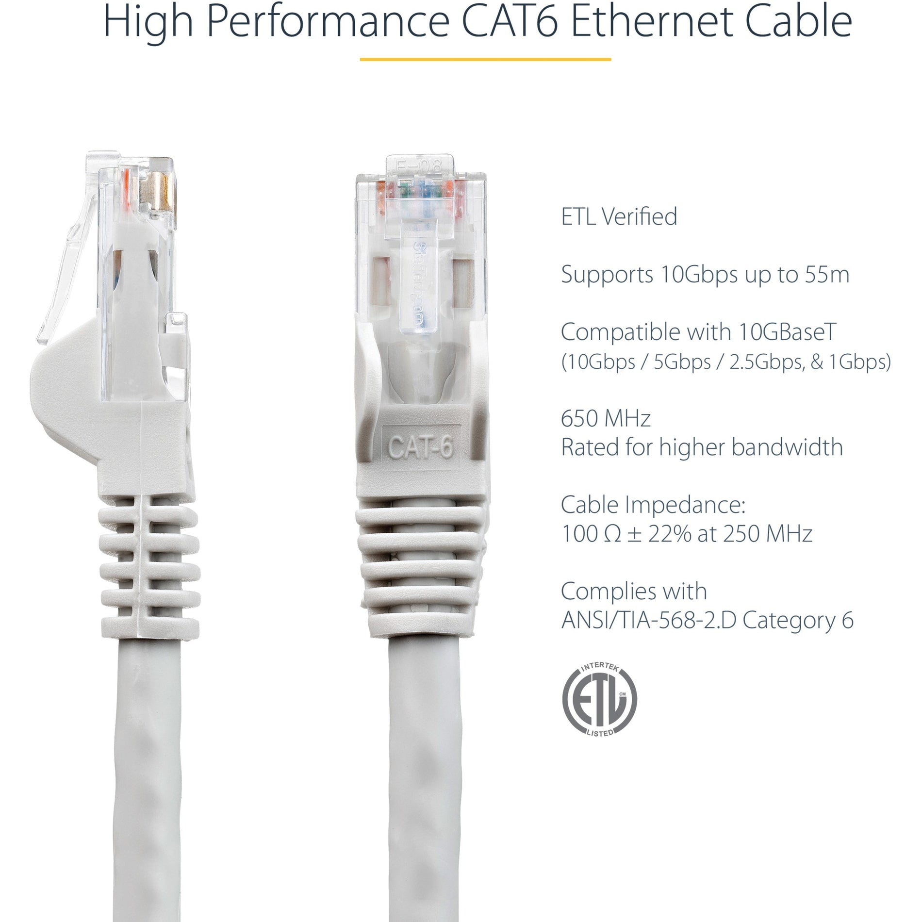 Marca: StarTech.com Cable de Ethernet Gris de 6 pies StarTech.com N6PATCH6GR Cable Cat6 Conectores RJ45 sin enganches