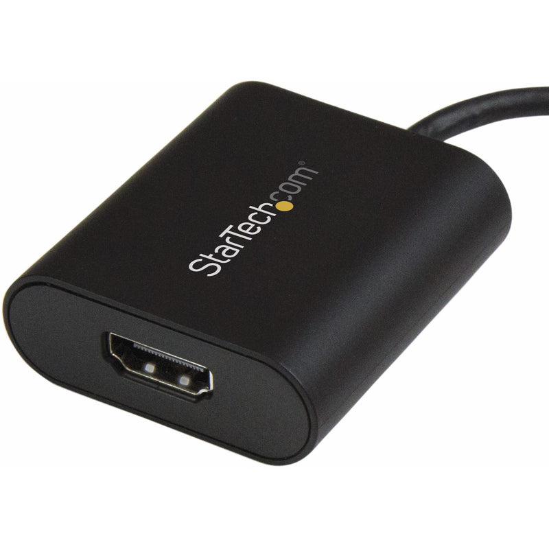 Close-up view of StarTech.com adapter's HDMI port with branded housing