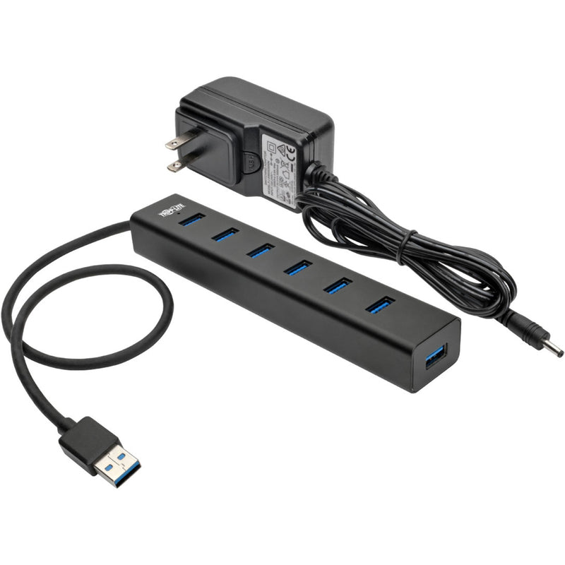 Complete USB hub set with power adapter and USB cable