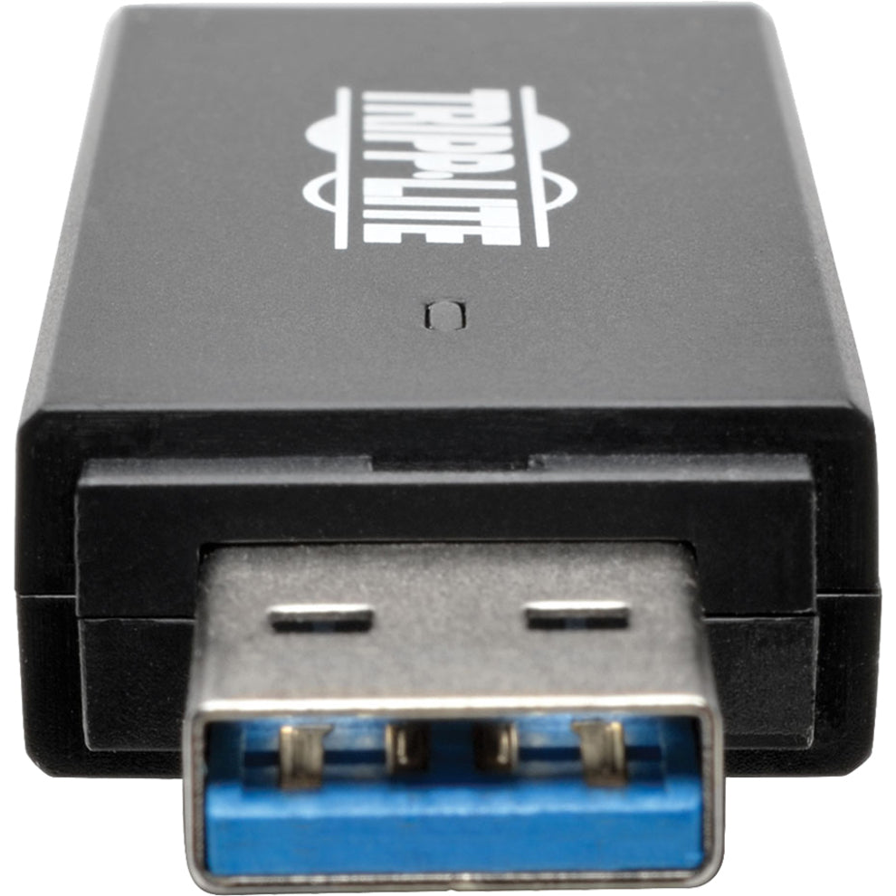 Close-up of Tripp Lite card reader's USB 3.0 connector showing gold-plated contacts-alternate-image5