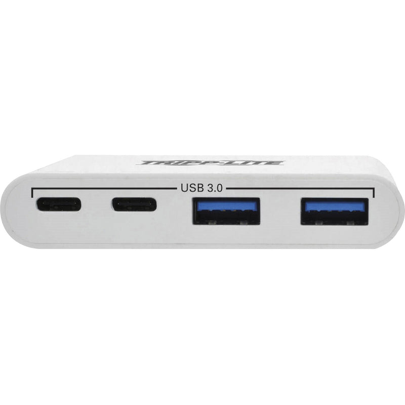 Close-up view of Tripp Lite USB hub ports showing dual USB-A and USB-C configuration