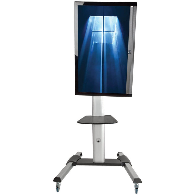 Portrait orientation view of display mounted on Tripp Lite mobile stand