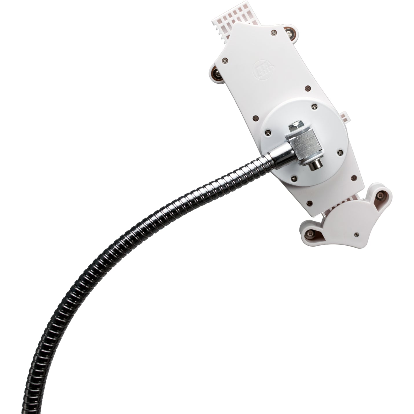 CTA Digital PAD-HFS Soporte de suelo con cuello de cisne resistente para tabletas de 7-13 pulgadas ajustable en altura rotación de 360° movilidad ruedas giratorias