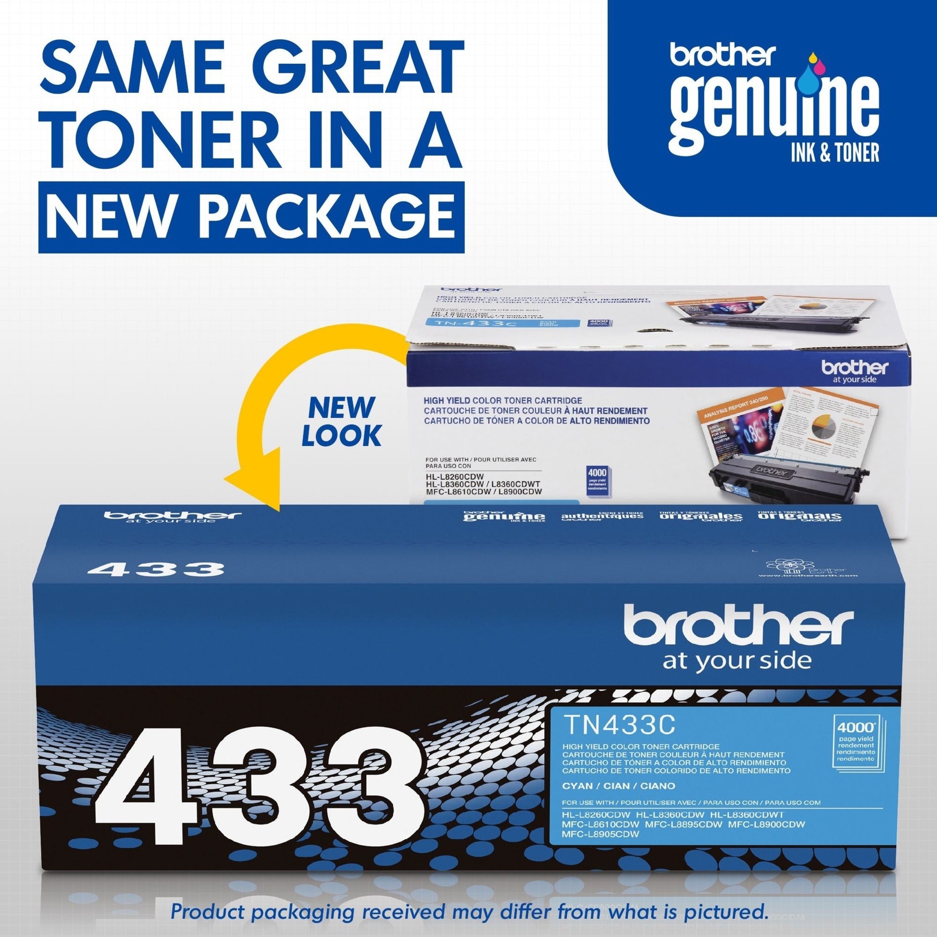 Brother TN433C 墨盒 4000 页高产量 青色  品牌名称: 兄弟 (Brother)
