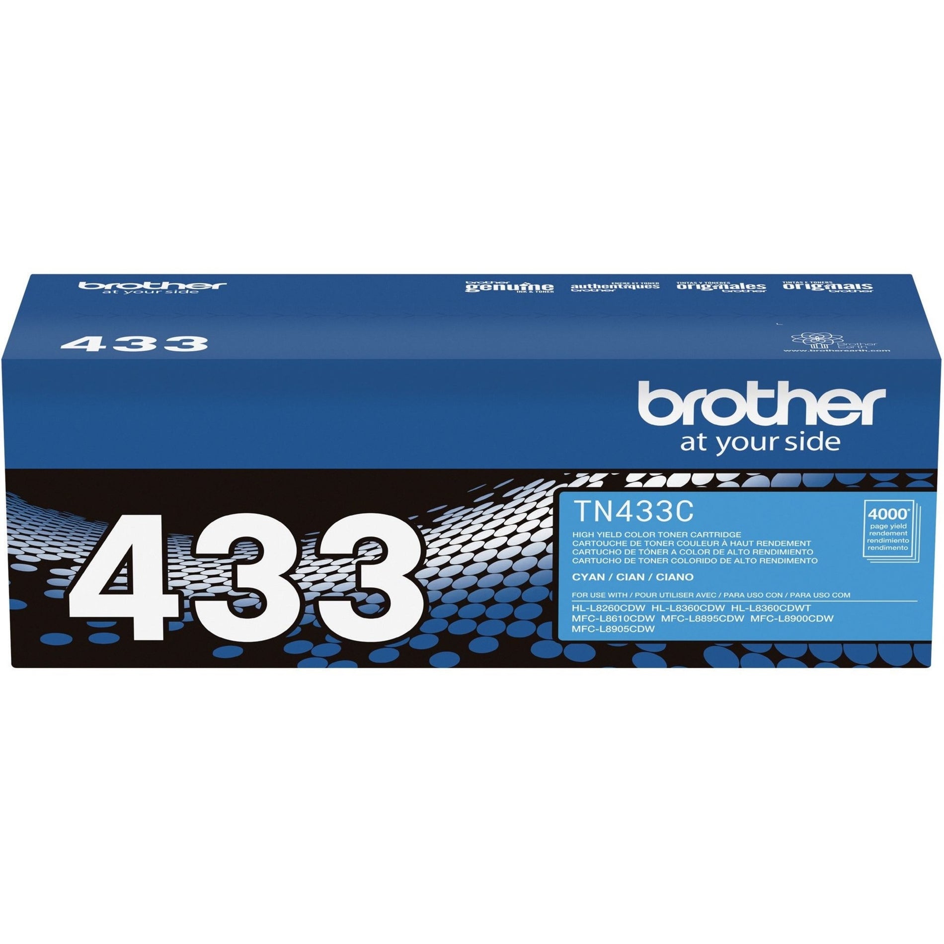 Brother TN433C Toner Cartridge, 4000 Page High Yield, Cyan