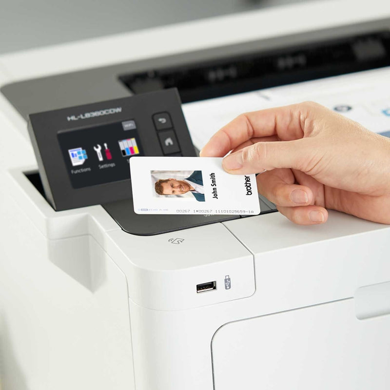 NFC card authentication demonstration with Brother HL-L8360CDWT printer