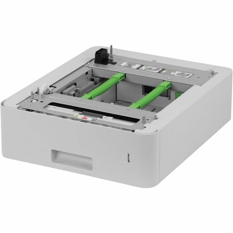 Side angle view of Brother LT340CL optional paper tray showing modular design and construction