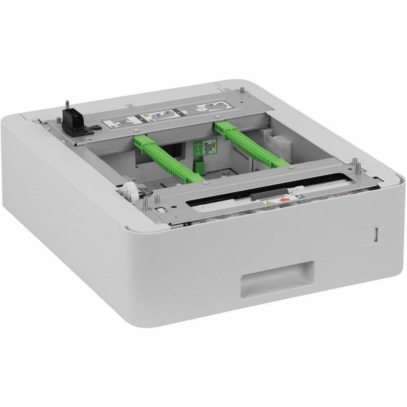 Detailed view of Brother LT340CL tray mechanism showing industrial-grade components