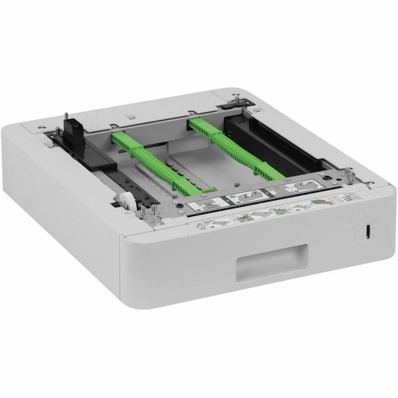 Angled view of Brother LT-330CL paper tray showing internal paper path and guide system