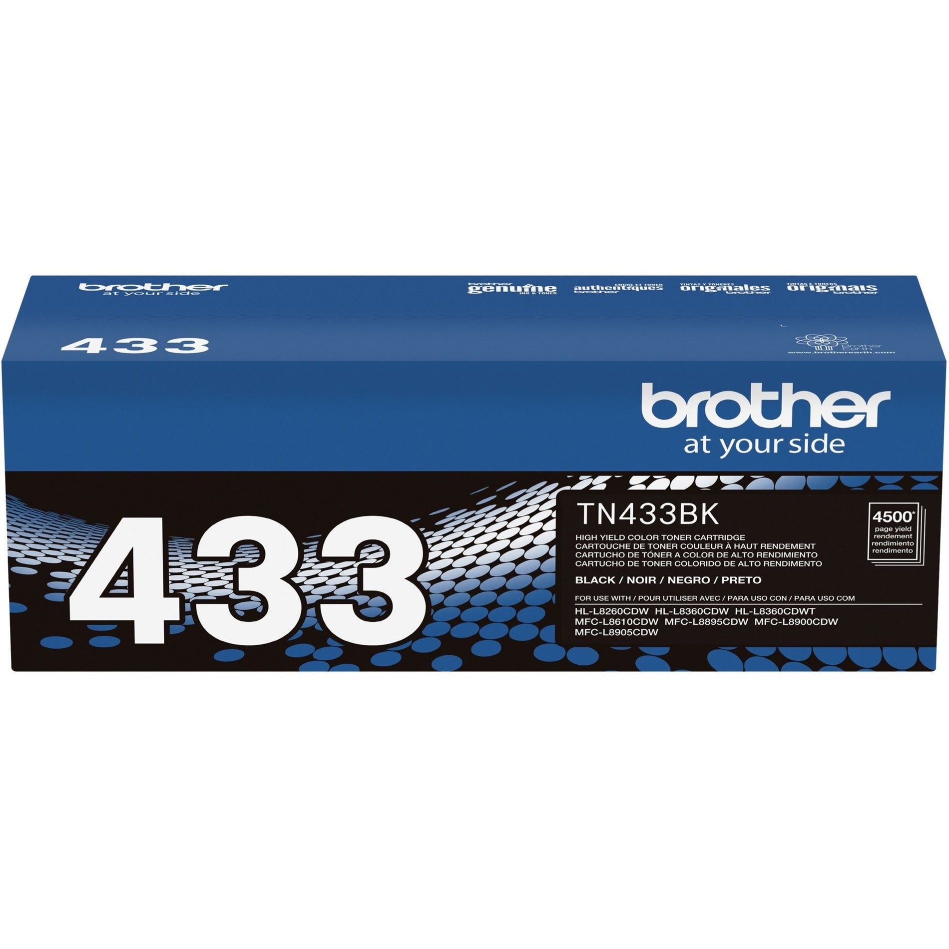 Brother TN433BK Toner Cartridge, 4500 Page High Yield, Black