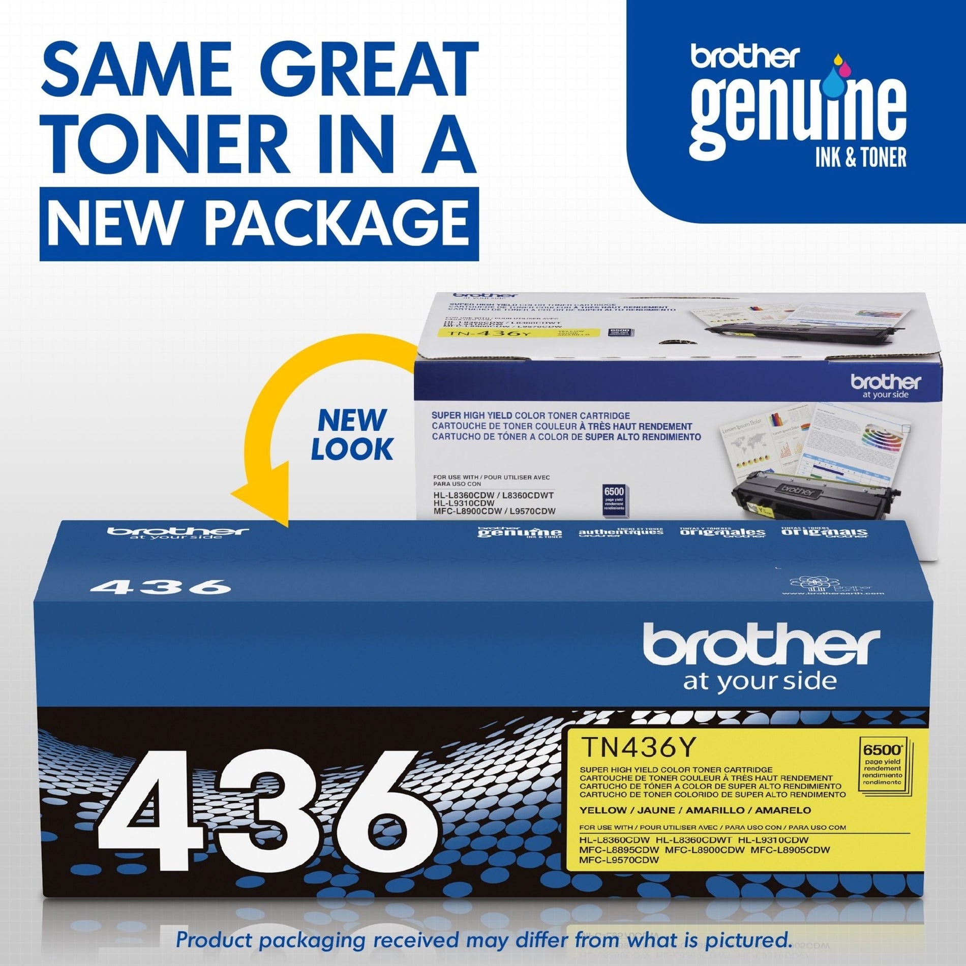 Brother TN436Y Toner Cartridge - Yellow, Original Laser Toner Cartridge - 6500 Pages