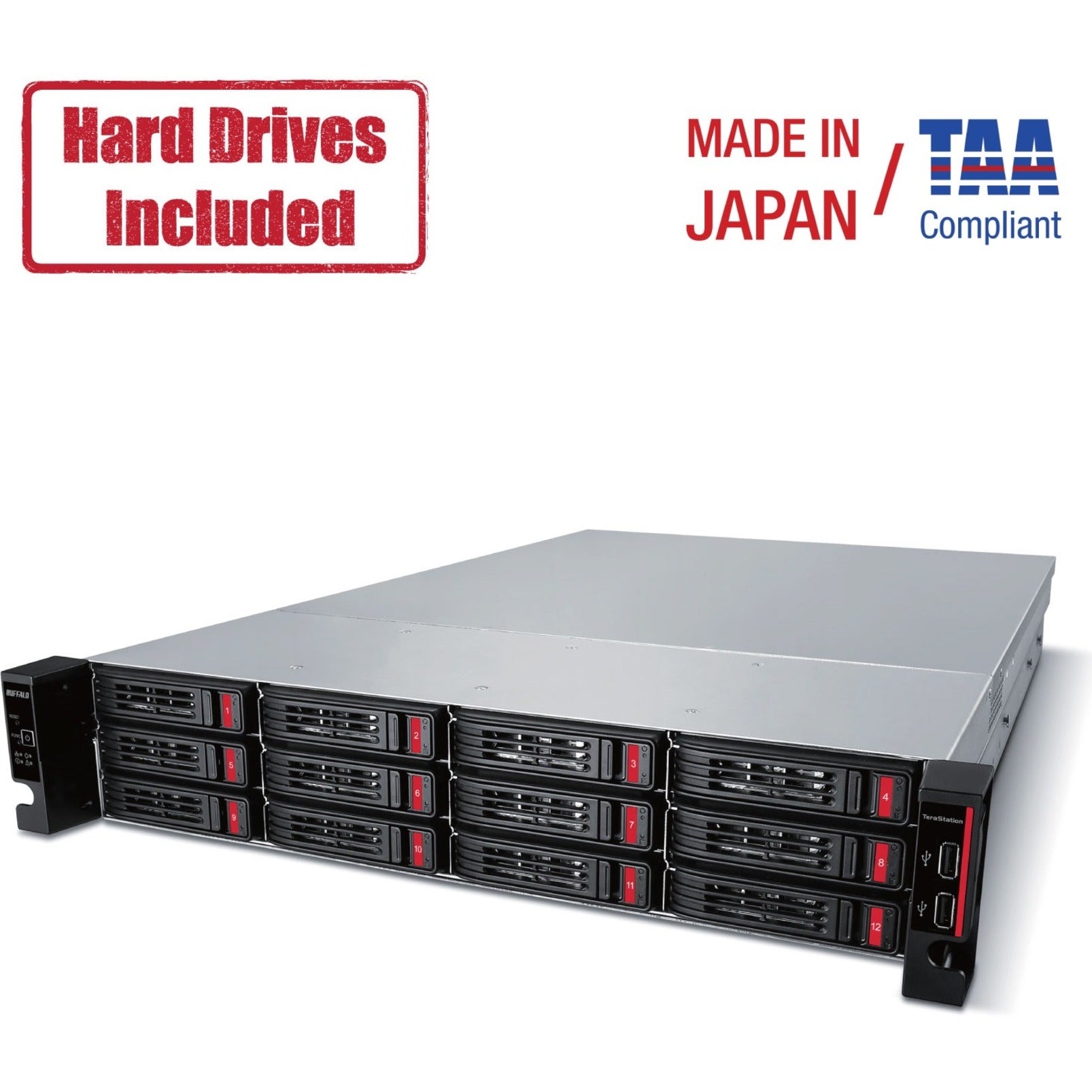 Buffalo TS51210RH1604 TeraStation 51210RH Rackmount 16 TB NAS (4TB X 4) Hard Drives Included, 10 Gigabit Ethernet, 2U Form Factor