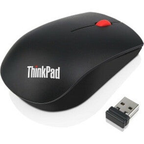 Side view of Lenovo ThinkPad Essential Wireless Mouse showing ergonomic design and branding