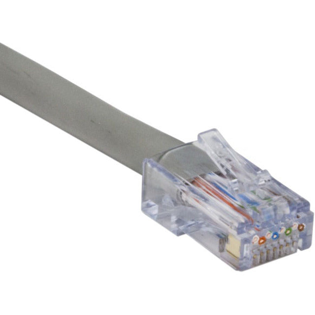 Close-up view of ezEX-RJ45 connector attached to ethernet cable showing internal wire arrangement