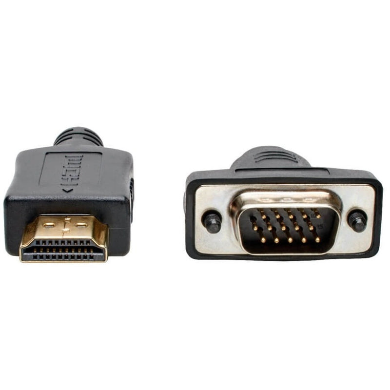 Detailed view of HDMI and VGA connector ends showing gold-plated contacts and robust construction