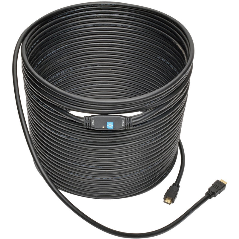 Full length view of Tripp Lite P568-080-ACT 80-foot HDMI cable with integrated signal booster