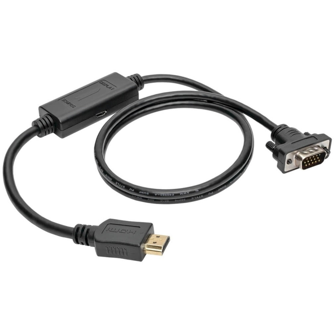 Tripp Lite P566-003-VGA HDMI to VGA Active Converter Cable, 3 ft. - Corrosion Resistant, Crosstalk Protection, Strain Relief, Noise Protection, Active, EMI/RF Protection, Flexible