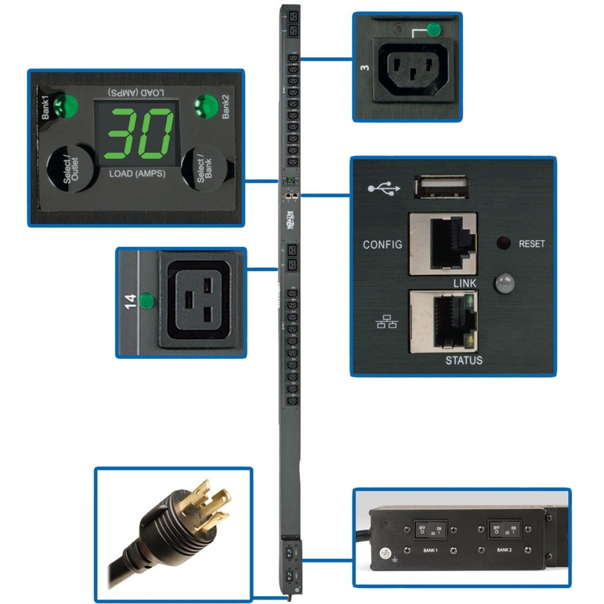 Tripp Lite PDUMVR30HVNETLX PDU de 24 salidas 230V CA 5800W de potencia