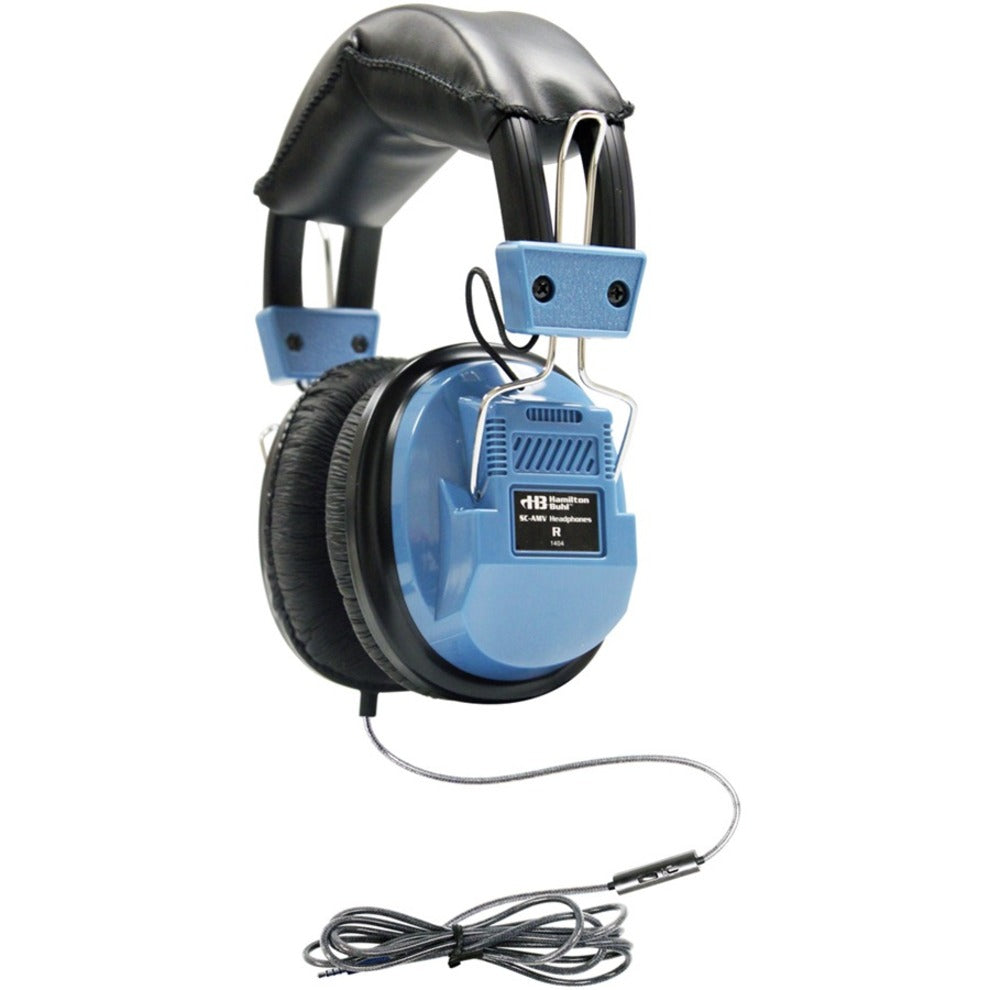 Avid Deluxe SC-AMV Stereo Headset, Lightweight Binaural Design, In-Line Mic, Volume Control, Chew-Resistant 4ft Cable, Apple & PC Compatible, Light Blue - SC-AMV (1 Year Warranty)