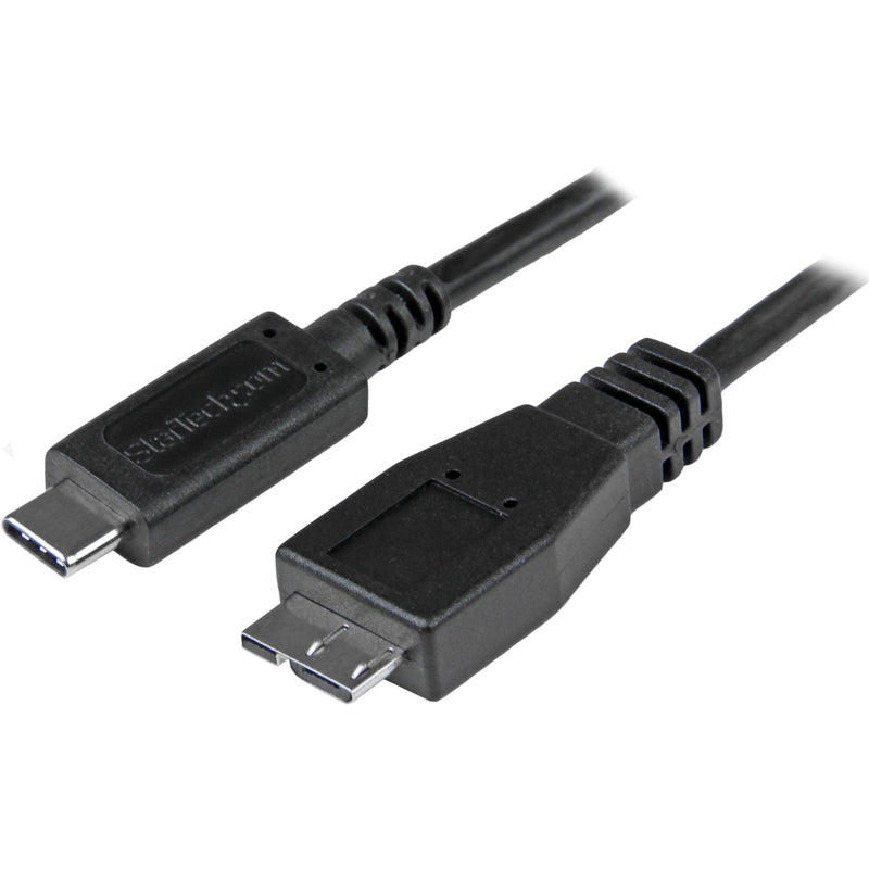 StarTech.com USB-C to Micro-B cable showing both USB Type-C and Micro-B connectors with strain relief design