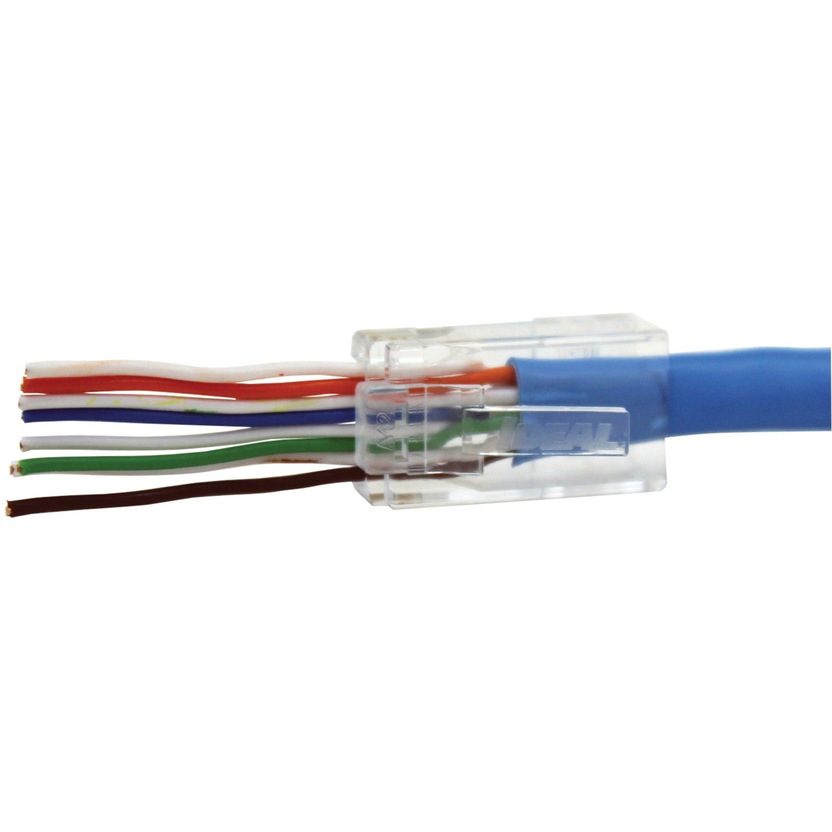 IDEAL 85-372 Feed-Thru CAT5e RJ-45 8P8C Modular Plugs, Network Connector with PoE, Strain Relief, and Gold Plating