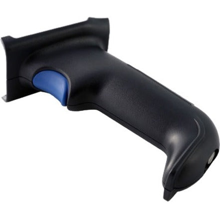 Honeywell pistol grip attachment in black with blue ergonomic insert, showing side profile of handle design