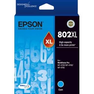 Epson T802XL220-S DURABrite Ultra Cyan Ink Cartridge High-capacity Epson T802XL220-S DURABrite Ultra Cyan Tintenpatrone Hohe Kapazität