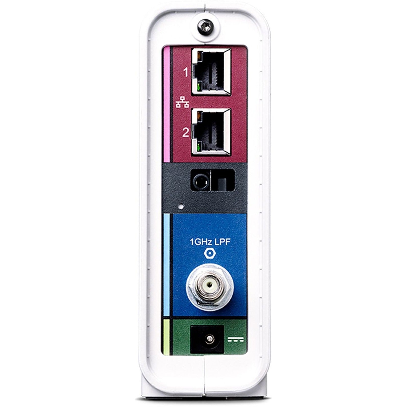 Rear panel view of ARRIS SURFboard SB8200 showing dual ethernet ports and coaxial connection-alternate-image4