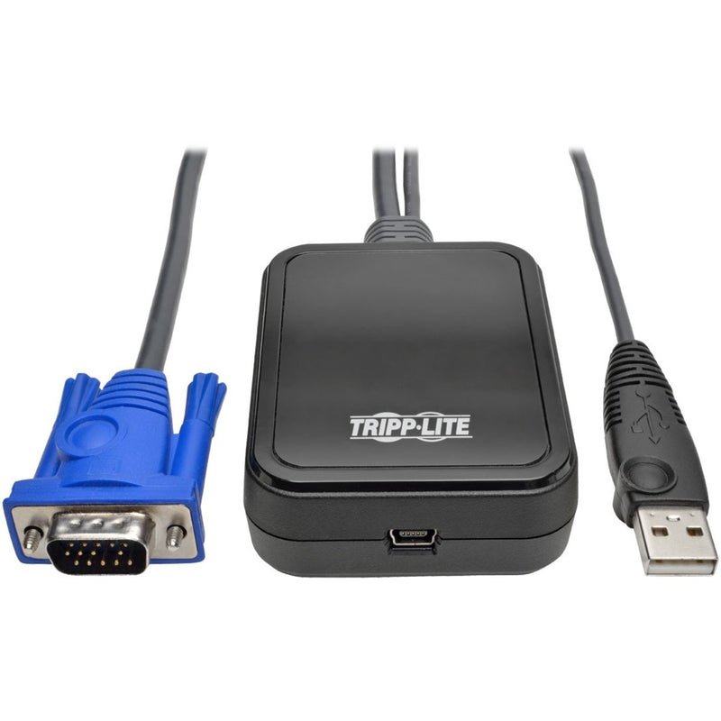 Tripp Lite B032-VU1 KVM adapter with VGA and USB connections shown with integrated cables