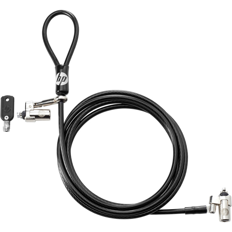 HP Nano Cable Lock showing full cable length and nano lock attachment points