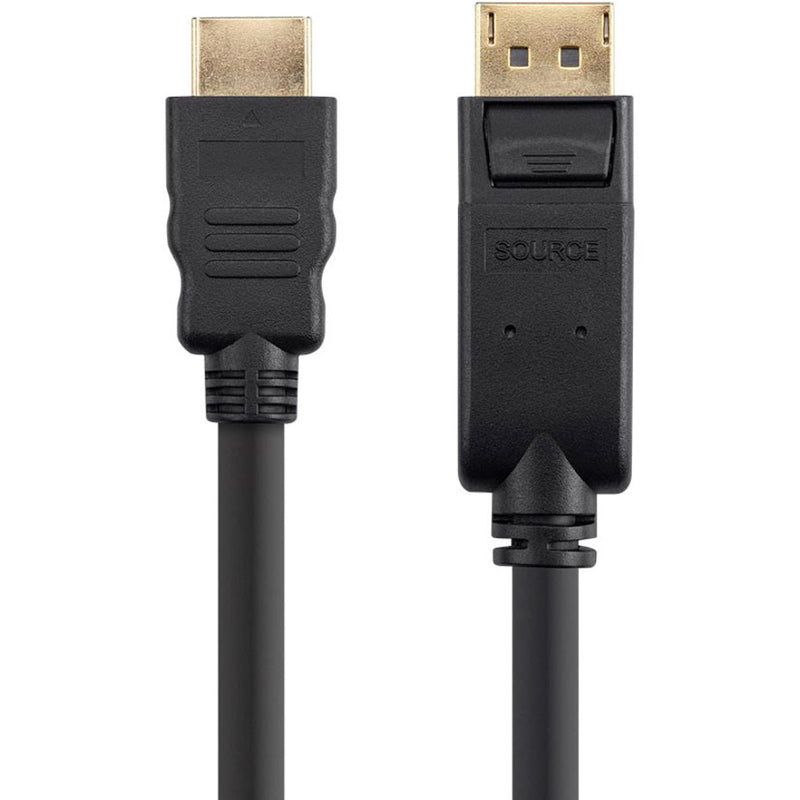 Close-up view of DisplayPort and HDMI connector ends showing strain relief and locking mechanism