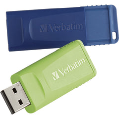 Microban Store 'n' Go 64GB USB Flash Drive, Password Protected, Retractable Capless Design, Antimicrobial Protection, USB 2.0, Blue & Green, 2 Pack - 99812 (Lifetime Warranty)