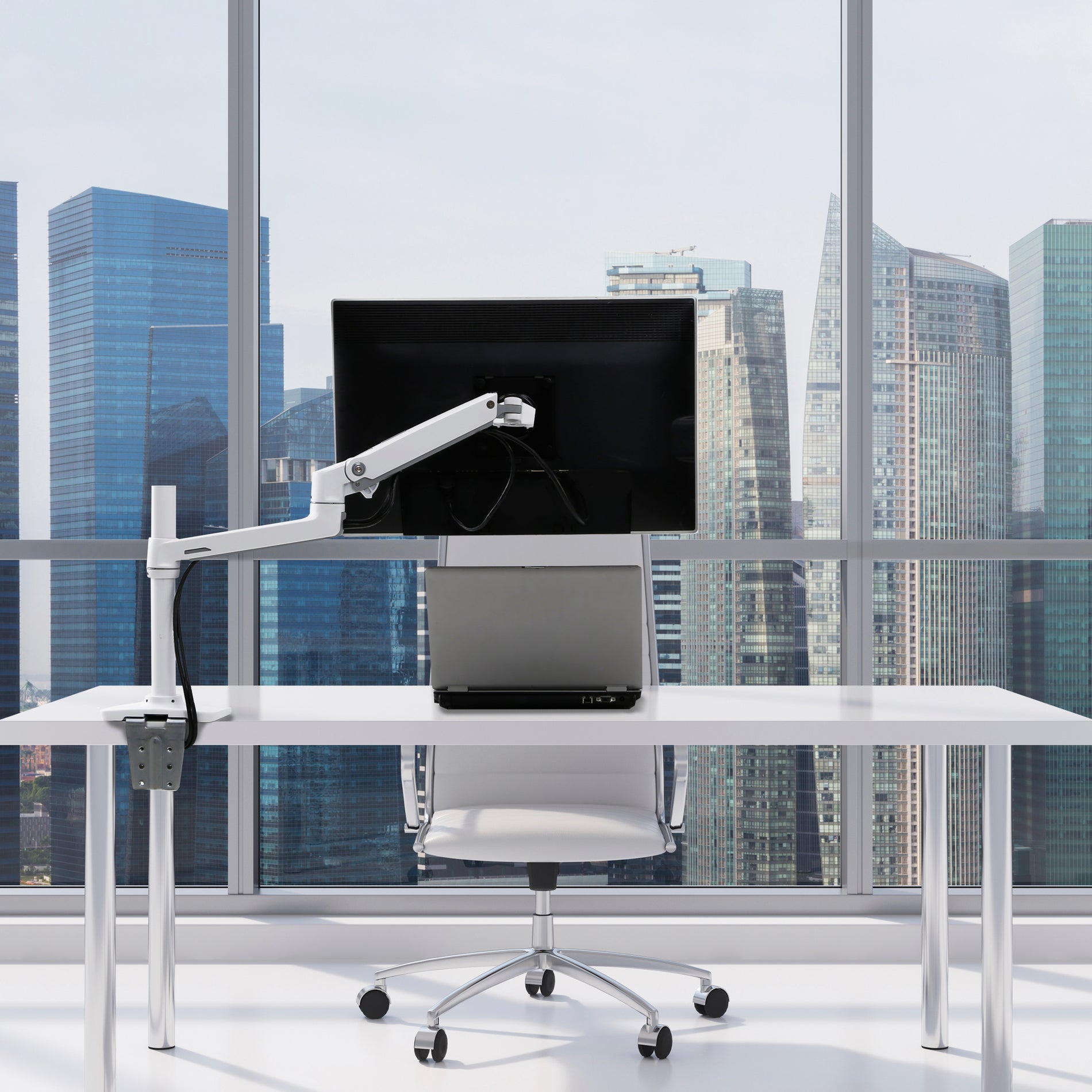 Ergotron 45-537-216 LX Desk Mount Monitor Arm, Tall Pole (White), Supports 32" Screens, 25 lb Load Capacity