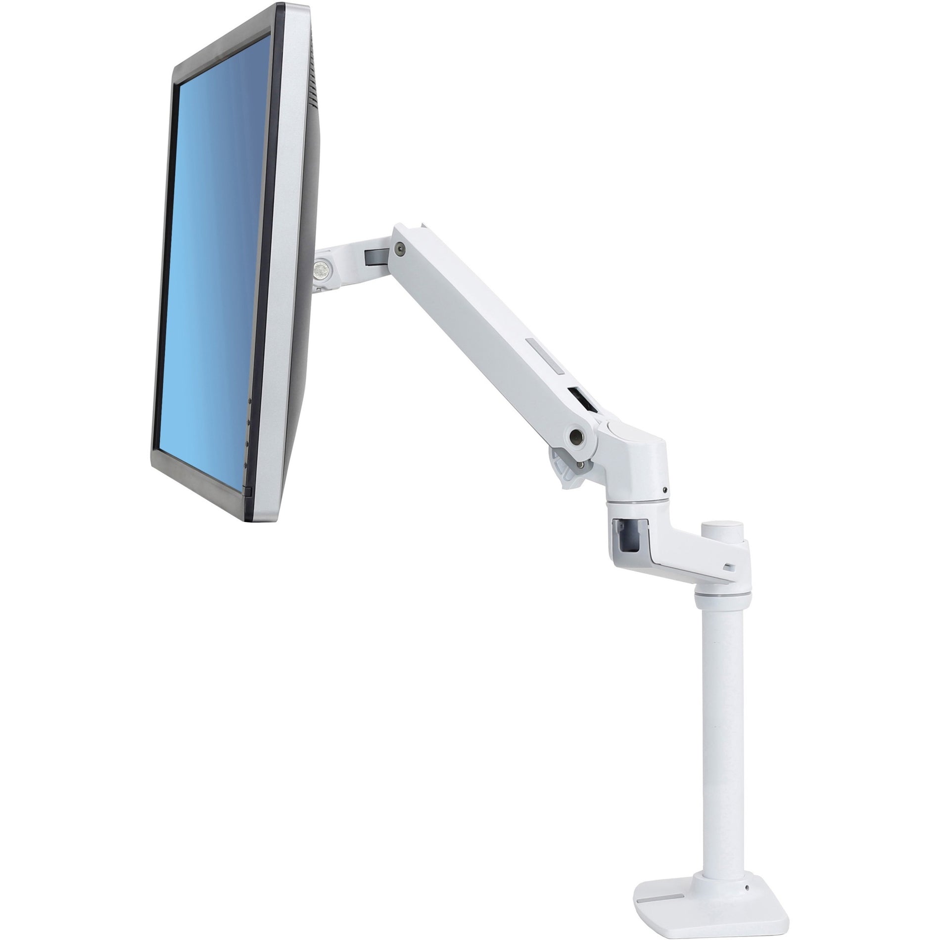 Ergotron 45-537-216 LX Desk Mount Monitor Arm, Tall Pole (White), Supports 32" Screens, 25 lb Load Capacity