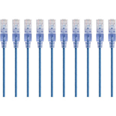 โมโนพrice 15166 สลิมรัน Cat6A สายเคเบิล Ethernet 10 ฟุต สีน้ำเงิน 10 แพ็ค