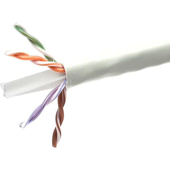 Close-up view of Cat6 UTP cable internal structure showing twisted pair conductors and wire construction