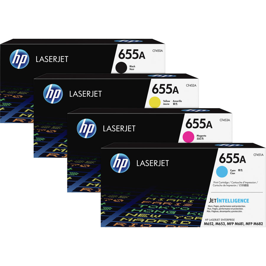 HP CF451A 655A สีฟ้า ตลับหมึกเลเซอร์แท้ (~10500 ผลผลิต) มาตรฐาน ผลิตภัณฑ์ HP ของแท้