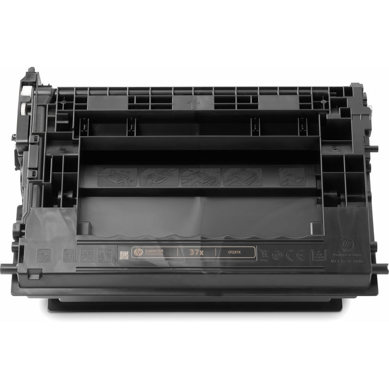 Front view of HP CF237X black toner cartridge showing detailed construction and labeling